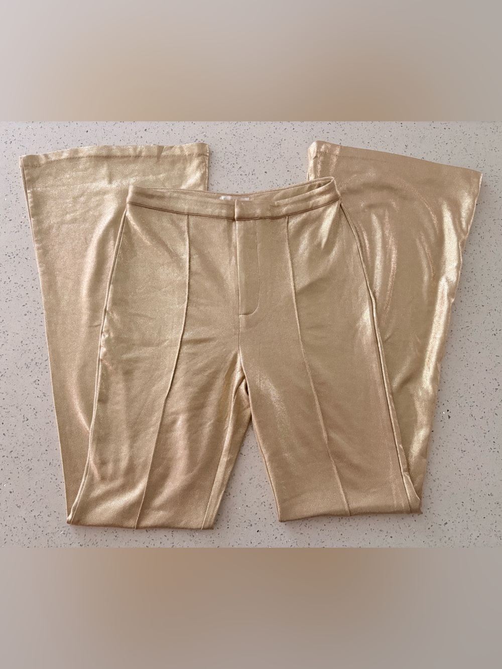 Metallic Gold Flared Pants